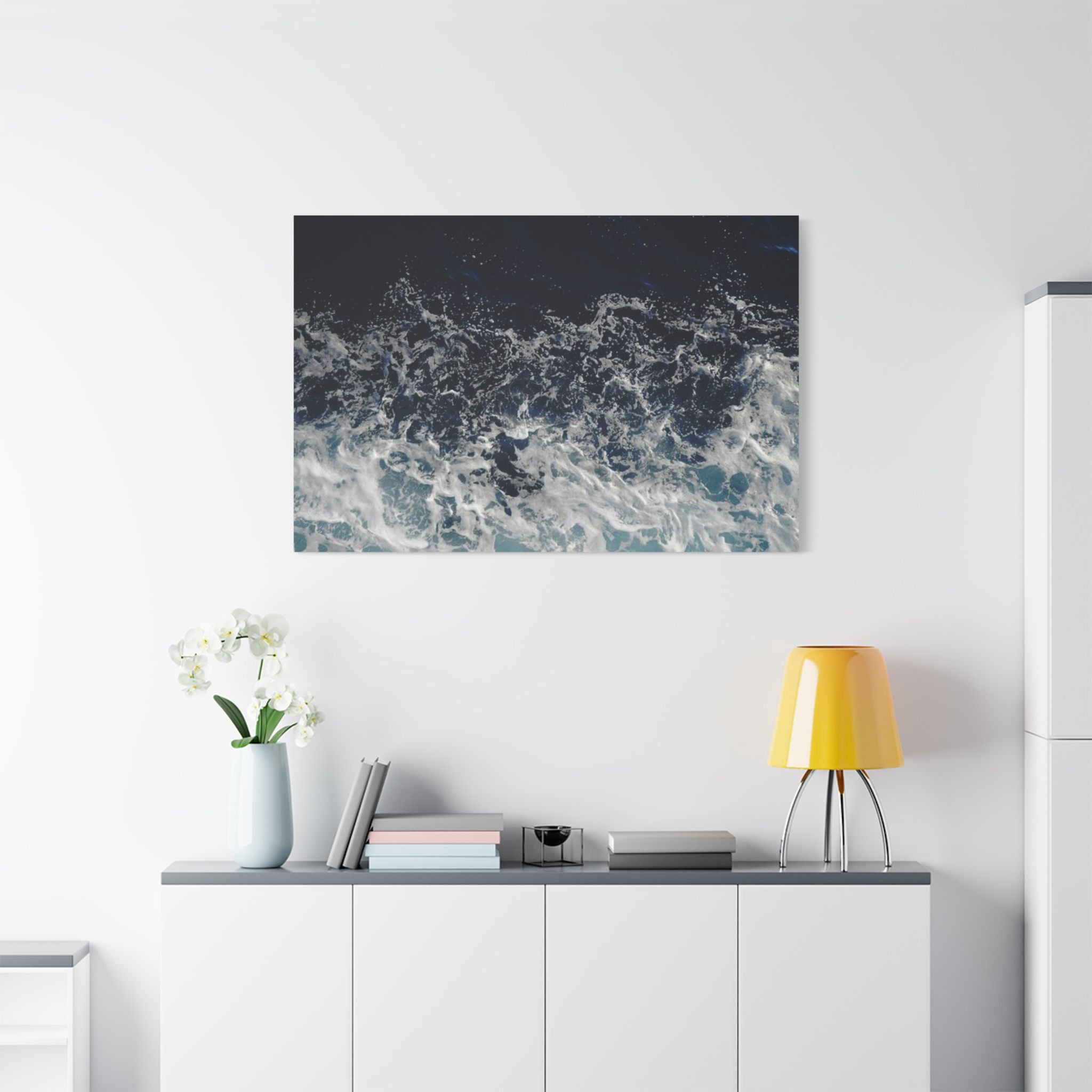 Ocean Waves Aerial View Satin Canvas