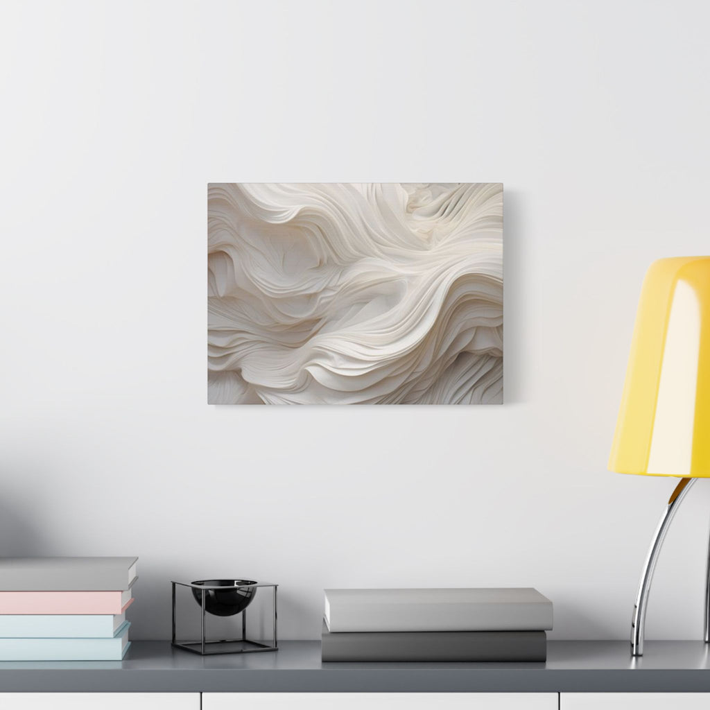 White Abstract Layered Canvas Wall Art Stretched Canvas Wooden Framed for living Room Bedroom and Office