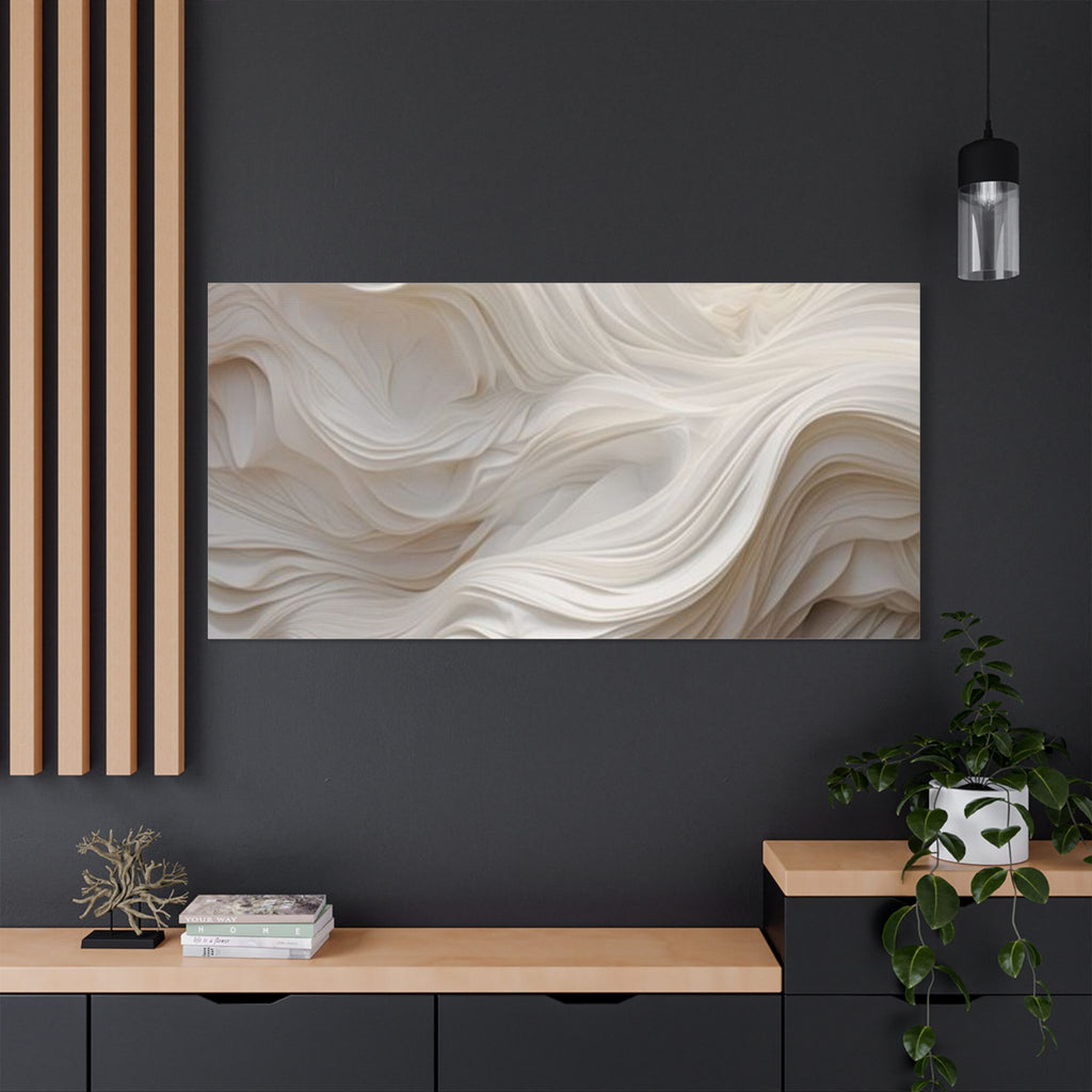 White Abstract Layered Canvas Wall Art Stretched Canvas Wooden Framed for living Room Bedroom and Office