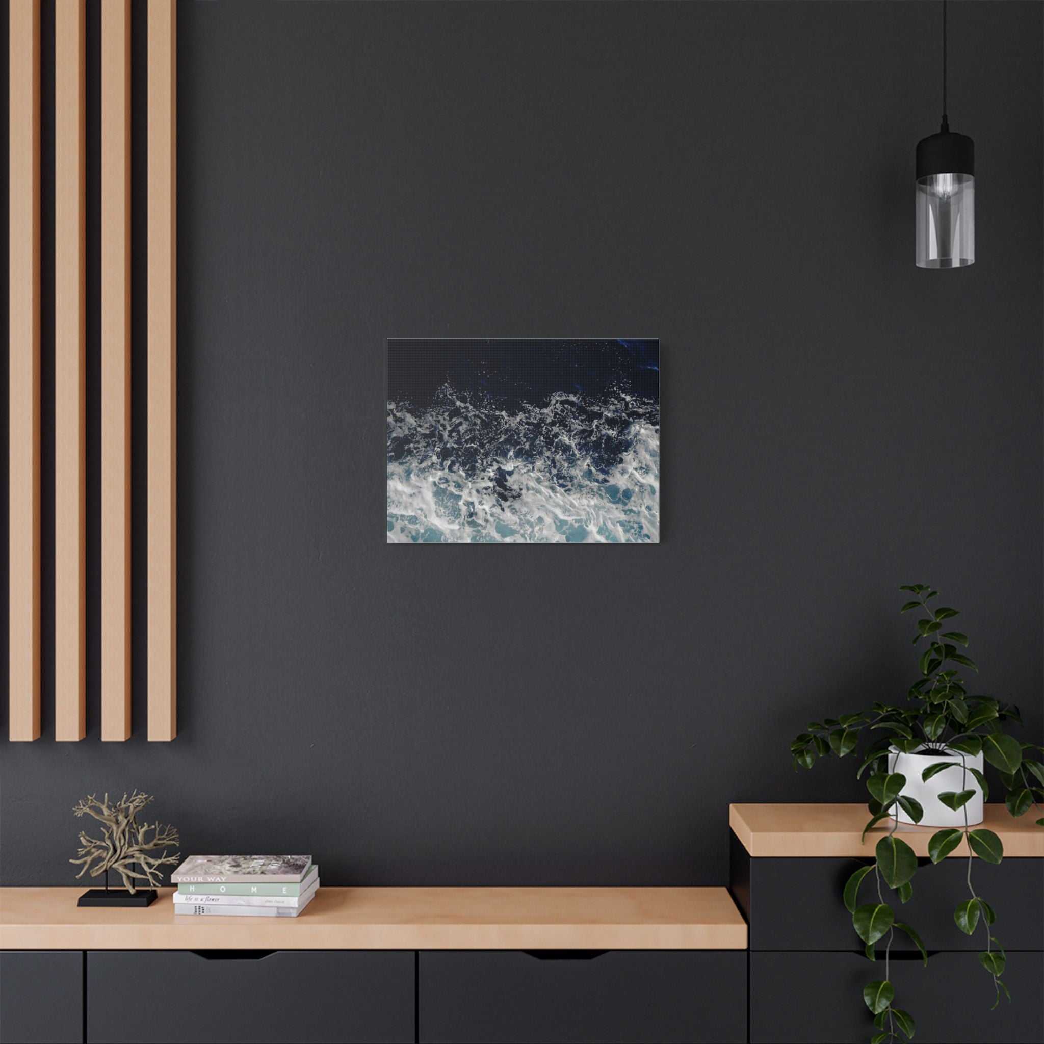Ocean Waves Aerial View Satin Canvas