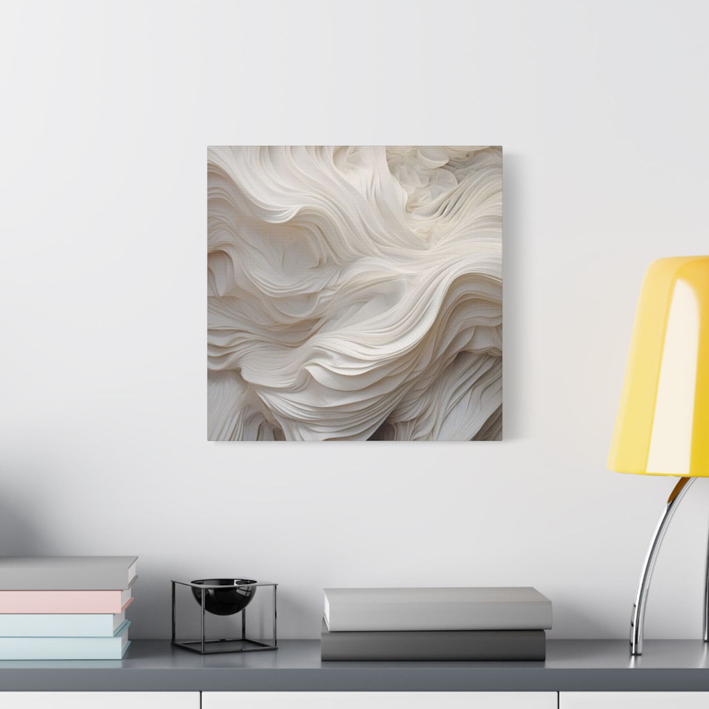 White Abstract Layered Canvas Wall Art Stretched Canvas Wooden Framed for living Room Bedroom and Office