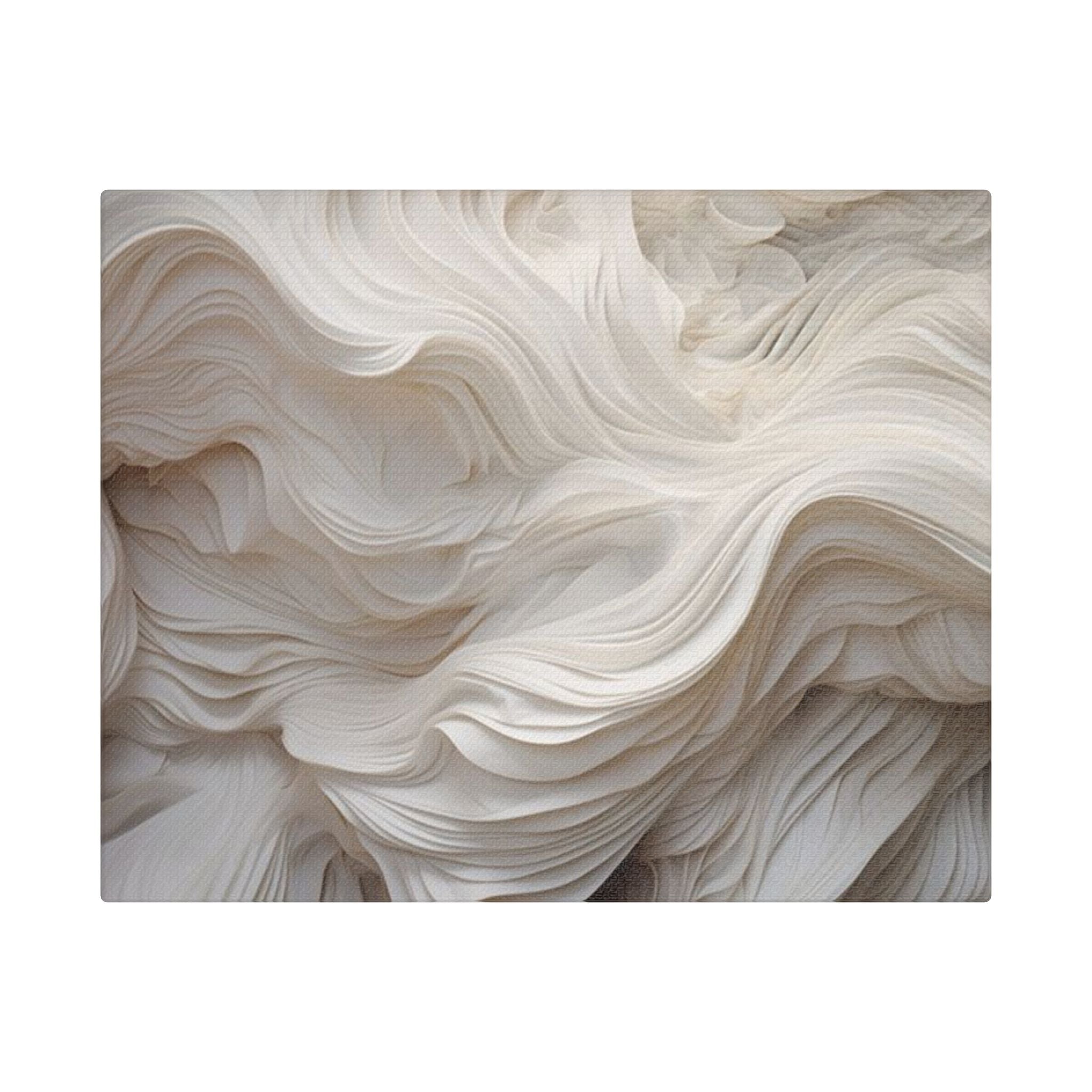 White Abstract Layered Canvas Wall Art Stretched Canvas Wooden Framed for living Room Bedroom and Office