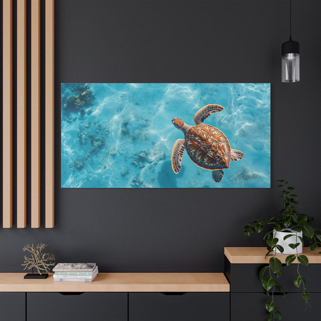Sea Turtle Ocean Canvas Wall Art Stretched Canvas Wooden Framed for living Room Bedroom and Office