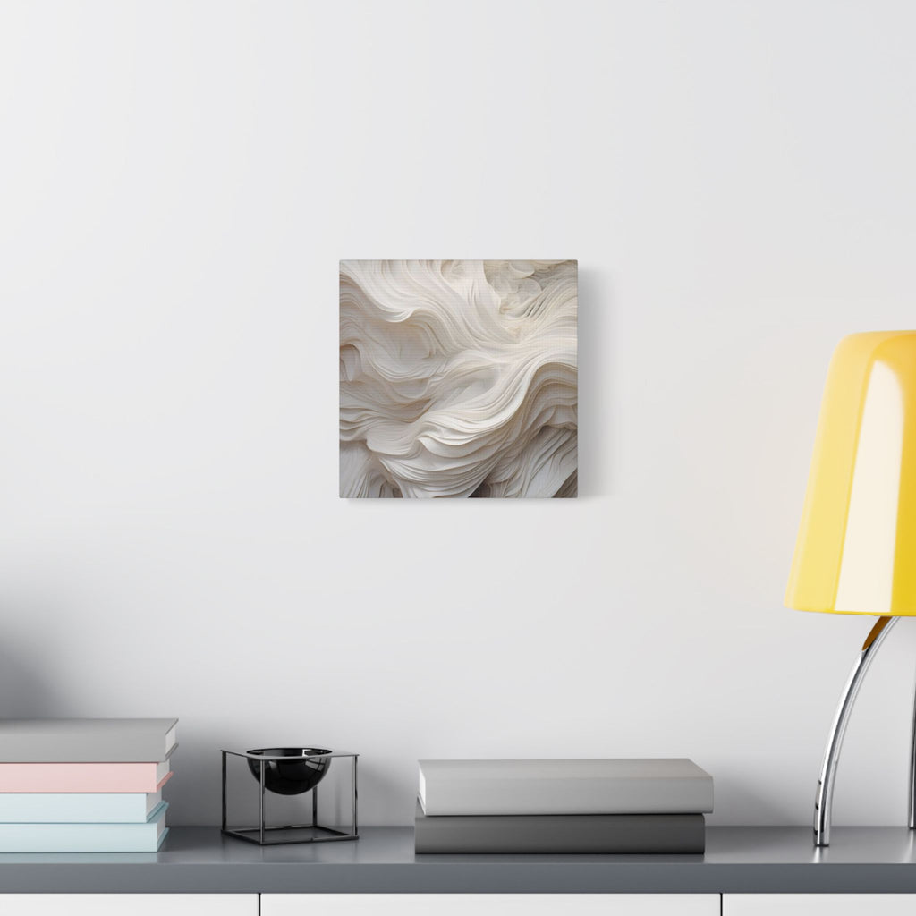White Abstract Layered Canvas Wall Art Stretched Canvas Wooden Framed for living Room Bedroom and Office