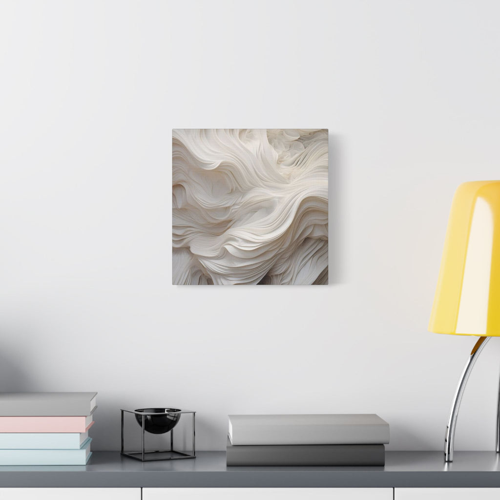 White Abstract Layered Canvas Wall Art Stretched Canvas Wooden Framed for living Room Bedroom and Office