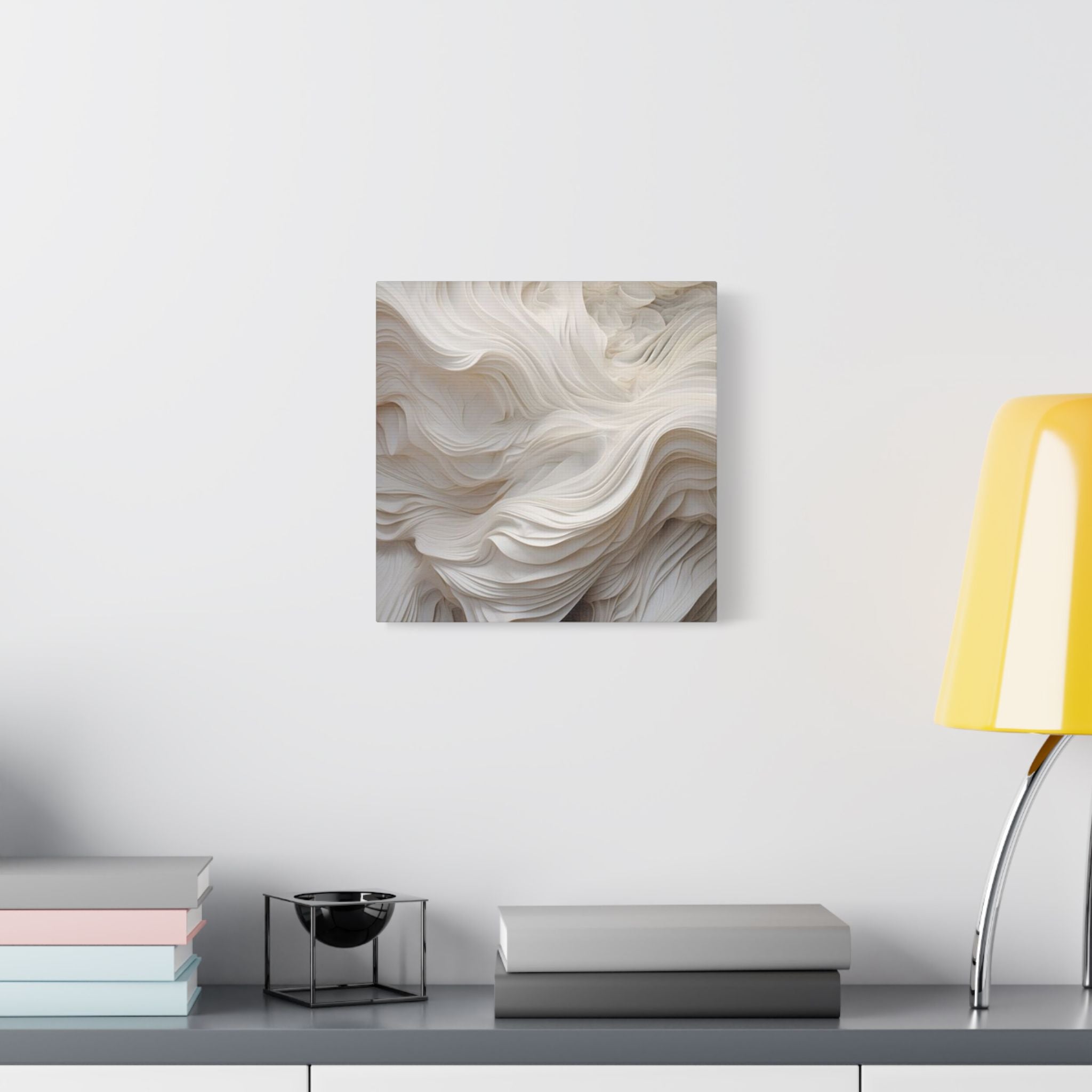 White Abstract Layered Canvas Wall Art Stretched Canvas Wooden Framed for living Room Bedroom and Office