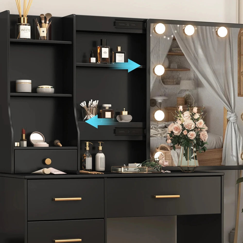 Modern Sliding Mirror Vanity Set