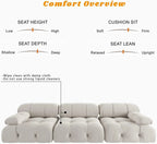 104" Minimalist Modular Sectional Sofas Modern Velvet Convertible Couches 3 Seats Living Room Sofa Sets for Office Apartment