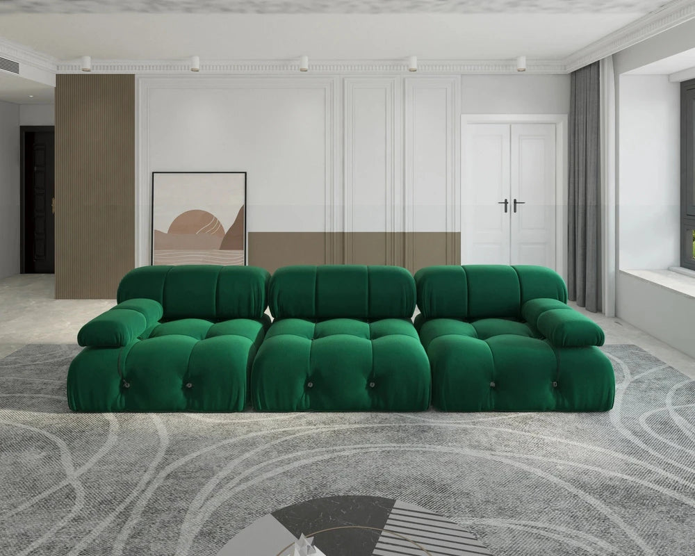 104" Minimalist Modular Sectional Sofas Modern Velvet Convertible Couches 3 Seats Living Room Sofa Sets for Office Apartment