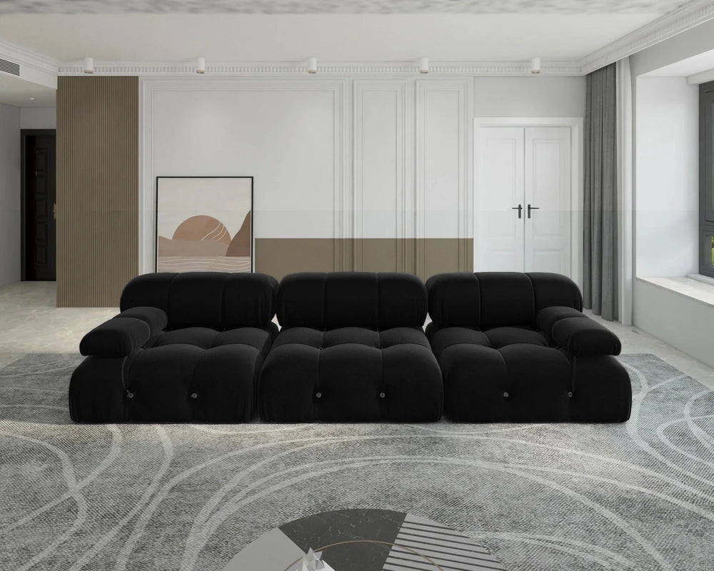 104" Minimalist Modular Sectional Sofas Modern Velvet Convertible Couches 3 Seats Living Room Sofa Sets for Office Apartment