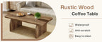 Tribesigns Farmhouse Rectangular Coffee Table, 47.24-Inch Engineered Wood Center Cocktail Tea Table with Sturdy Base