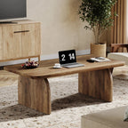 Tribesigns Farmhouse Rectangular Coffee Table, 47.24-Inch Engineered Wood Center Cocktail Tea Table with Sturdy Base