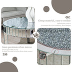 Luxury Silver Round Mirrored Coffee Table Elegant Accent Side Table with Glass Tabletop for Living Room Bedroom