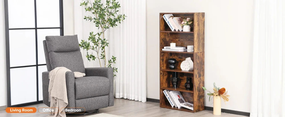 JHK 6 Tier Wooden Shelf Bookcase 63 Inch Tall Floor Standing Open Bookshelf for Living Room and Home Office Personalized Storage