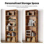 JHK 6 Tier Wooden Shelf Bookcase 63 Inch Tall Floor Standing Open Bookshelf for Living Room and Home Office Personalized Storage