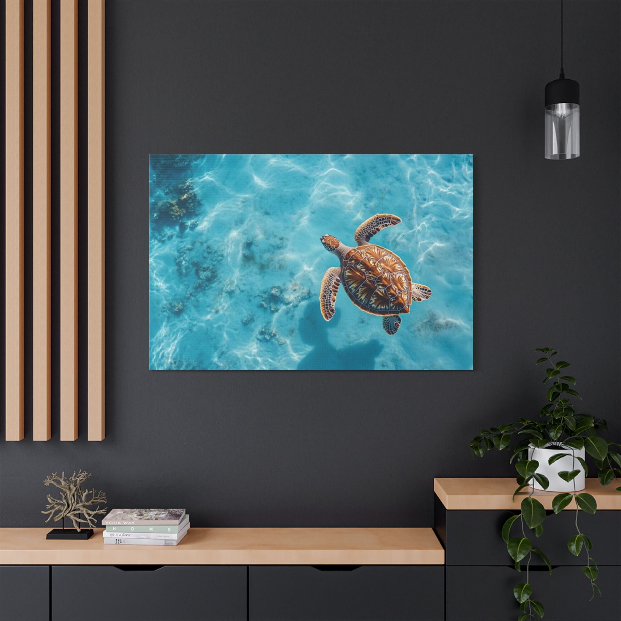Sea Turtle Ocean Canvas Wall Art Stretched Canvas Wooden Framed for living Room Bedroom and Office