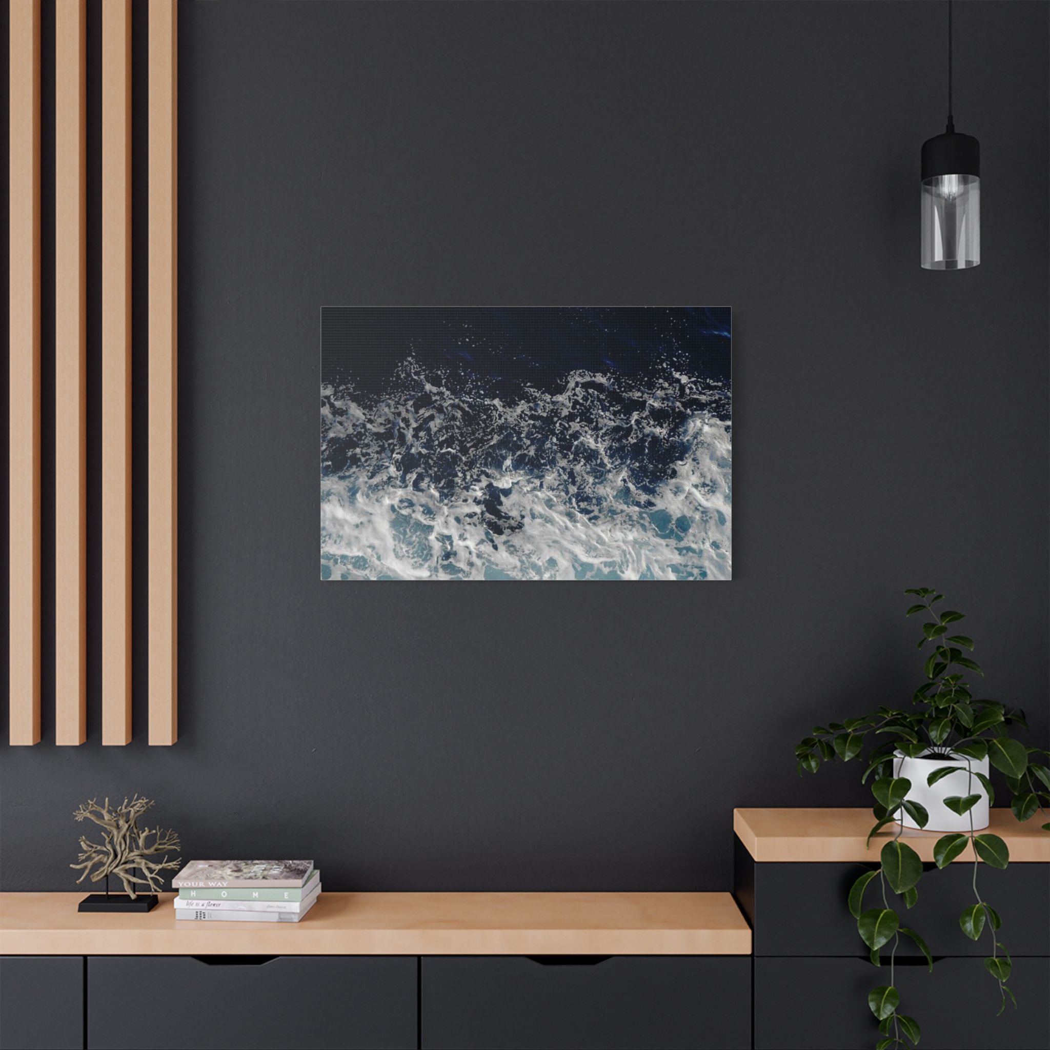Ocean Waves Aerial View Satin Canvas