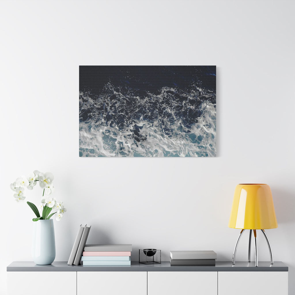 Ocean Waves Aerial View Satin Canvas