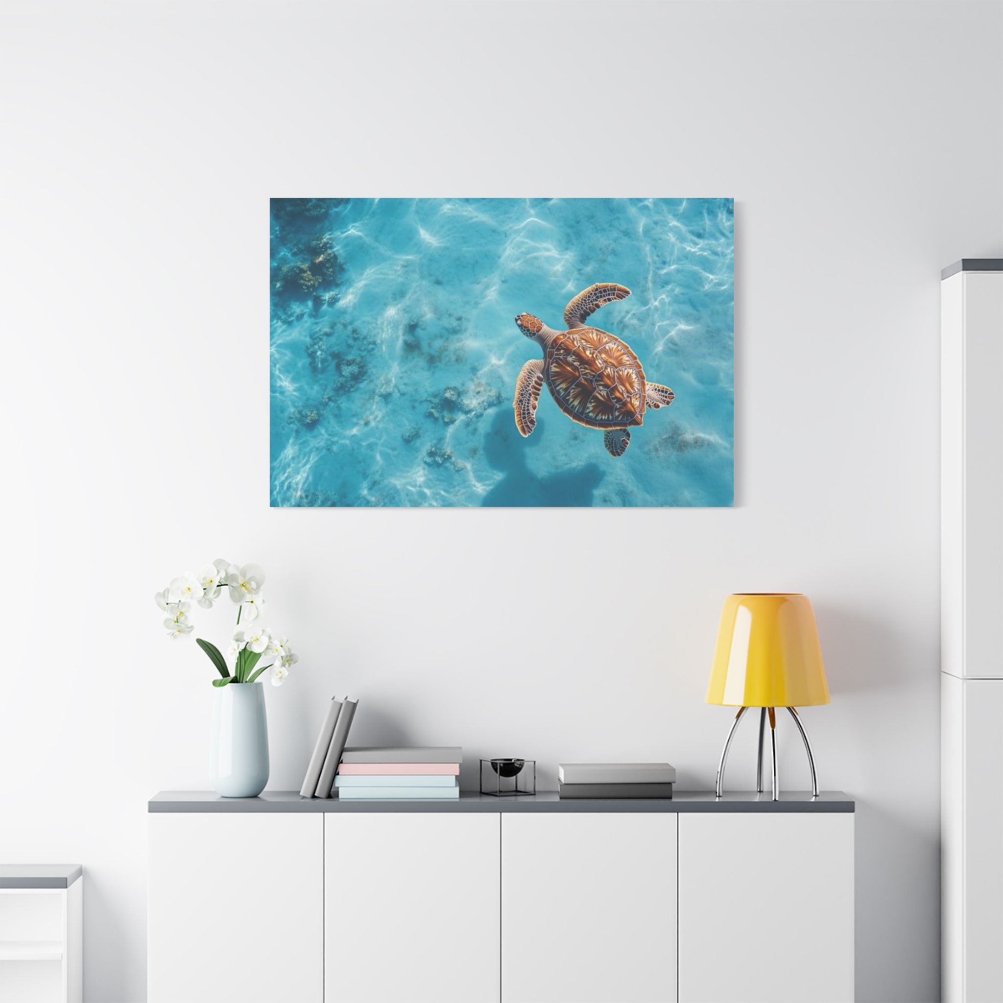 Sea Turtle Ocean Canvas Wall Art Stretched Canvas Wooden Framed for living Room Bedroom and Office