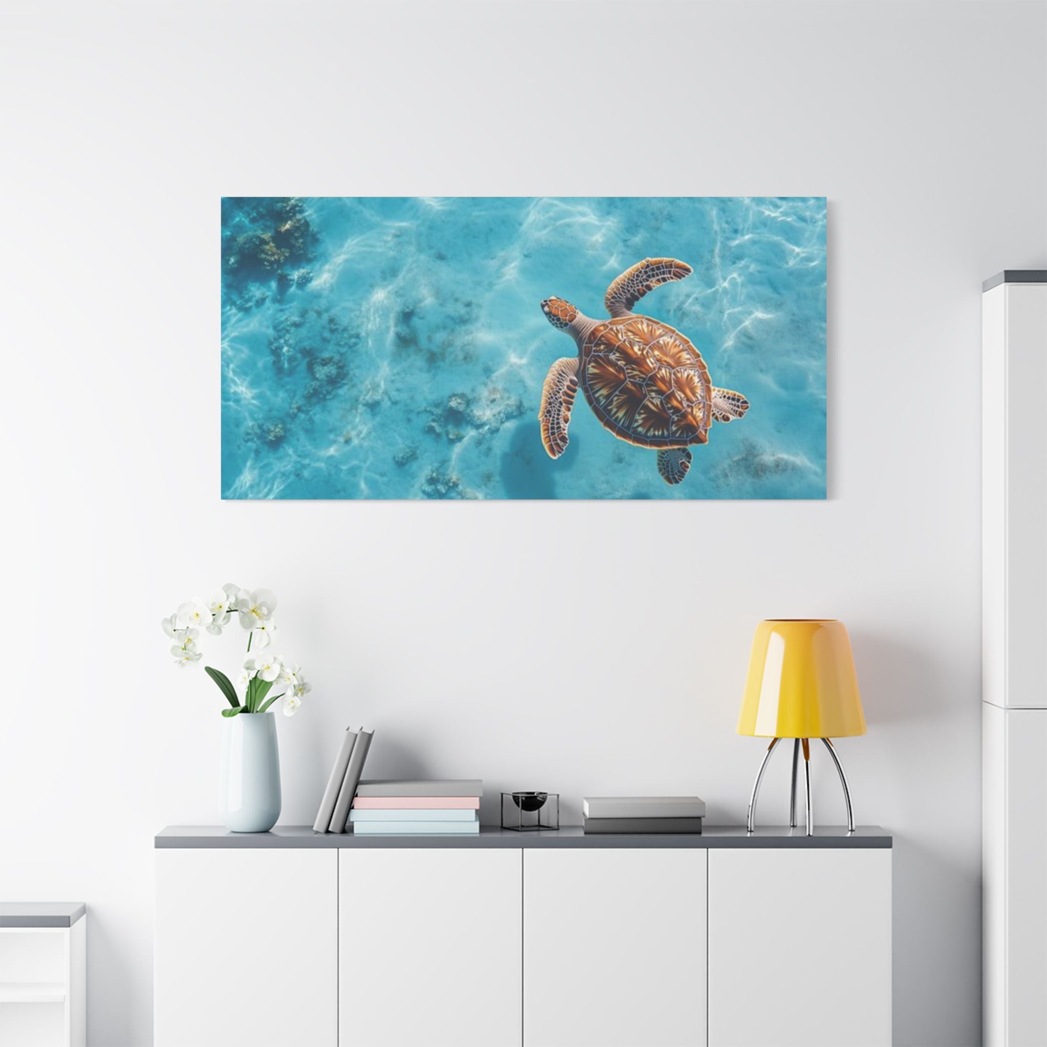 Sea Turtle Ocean Canvas Wall Art Stretched Canvas Wooden Framed for living Room Bedroom and Office