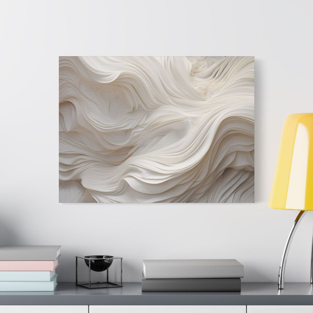 White Abstract Layered Canvas Wall Art Stretched Canvas Wooden Framed for living Room Bedroom and Office