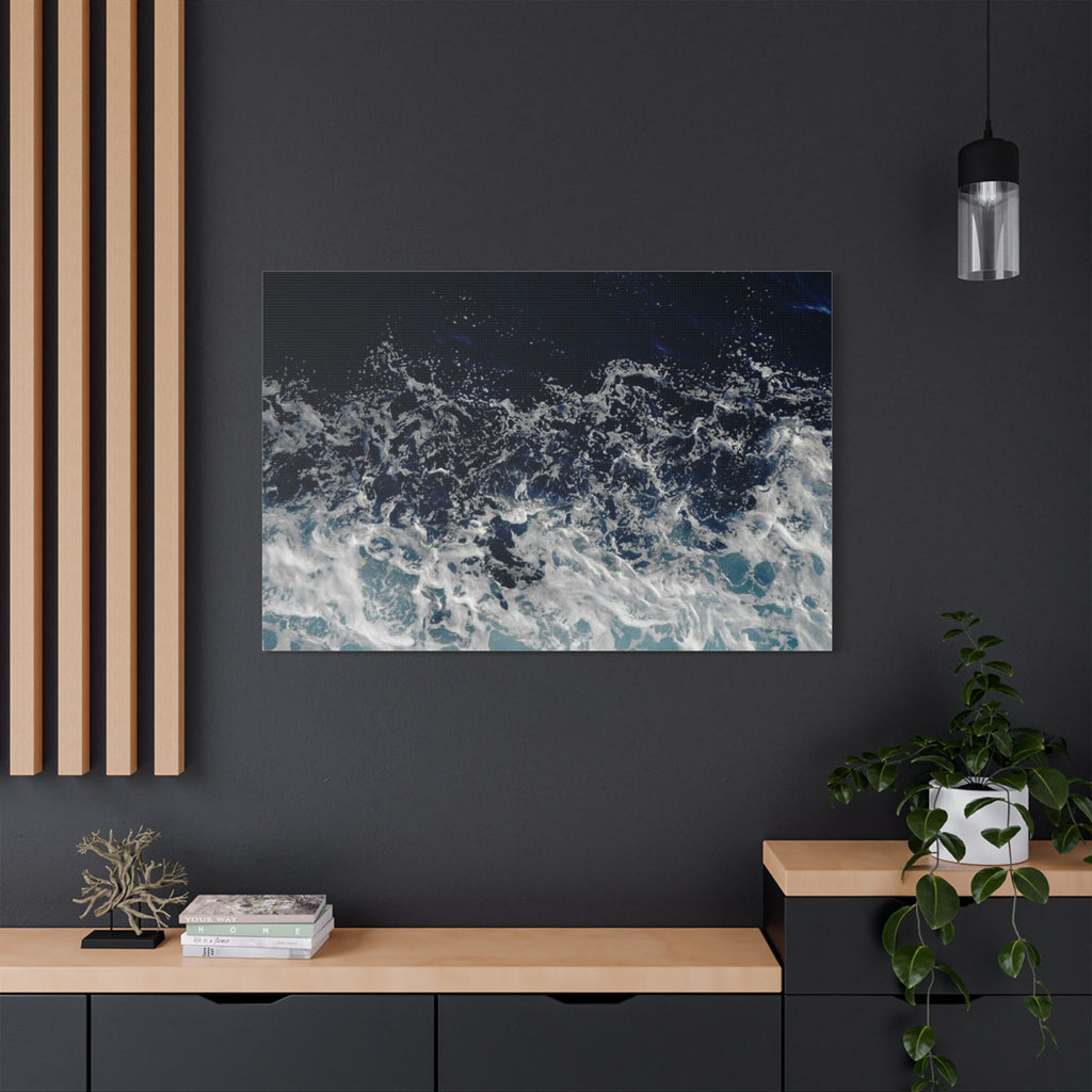 Ocean Waves Aerial View Satin Canvas