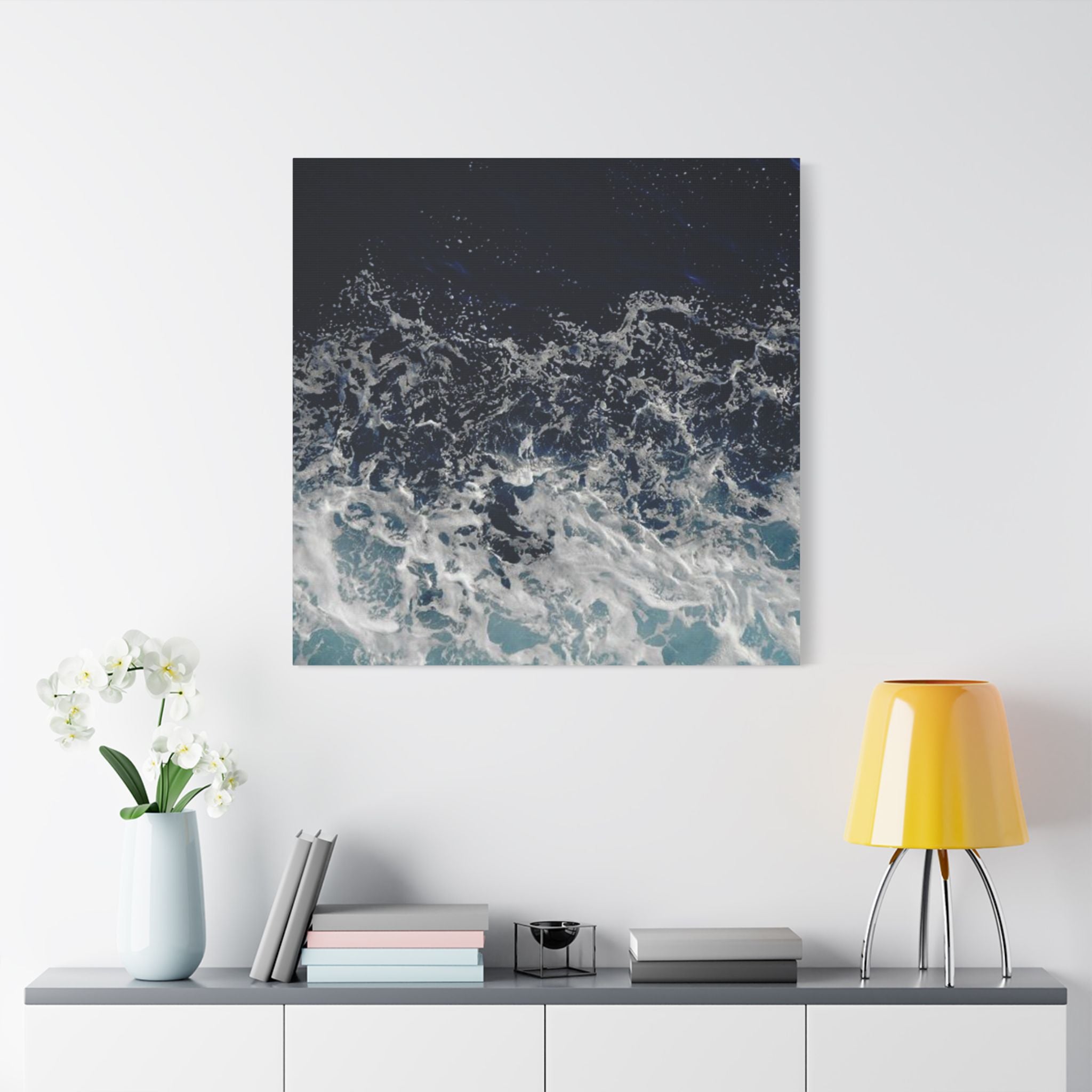 Ocean Waves Aerial View Satin Canvas
