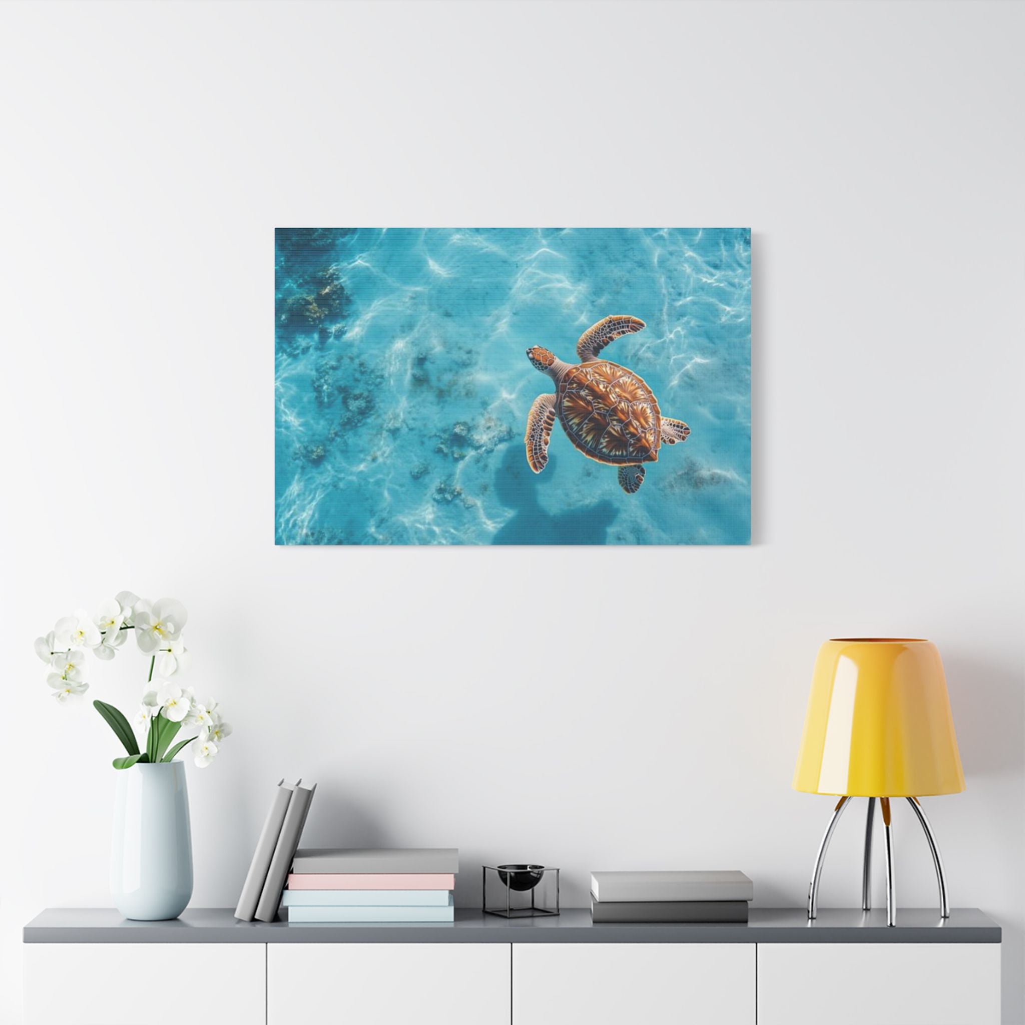 Sea Turtle Ocean Canvas Wall Art Stretched Canvas Wooden Framed for living Room Bedroom and Office
