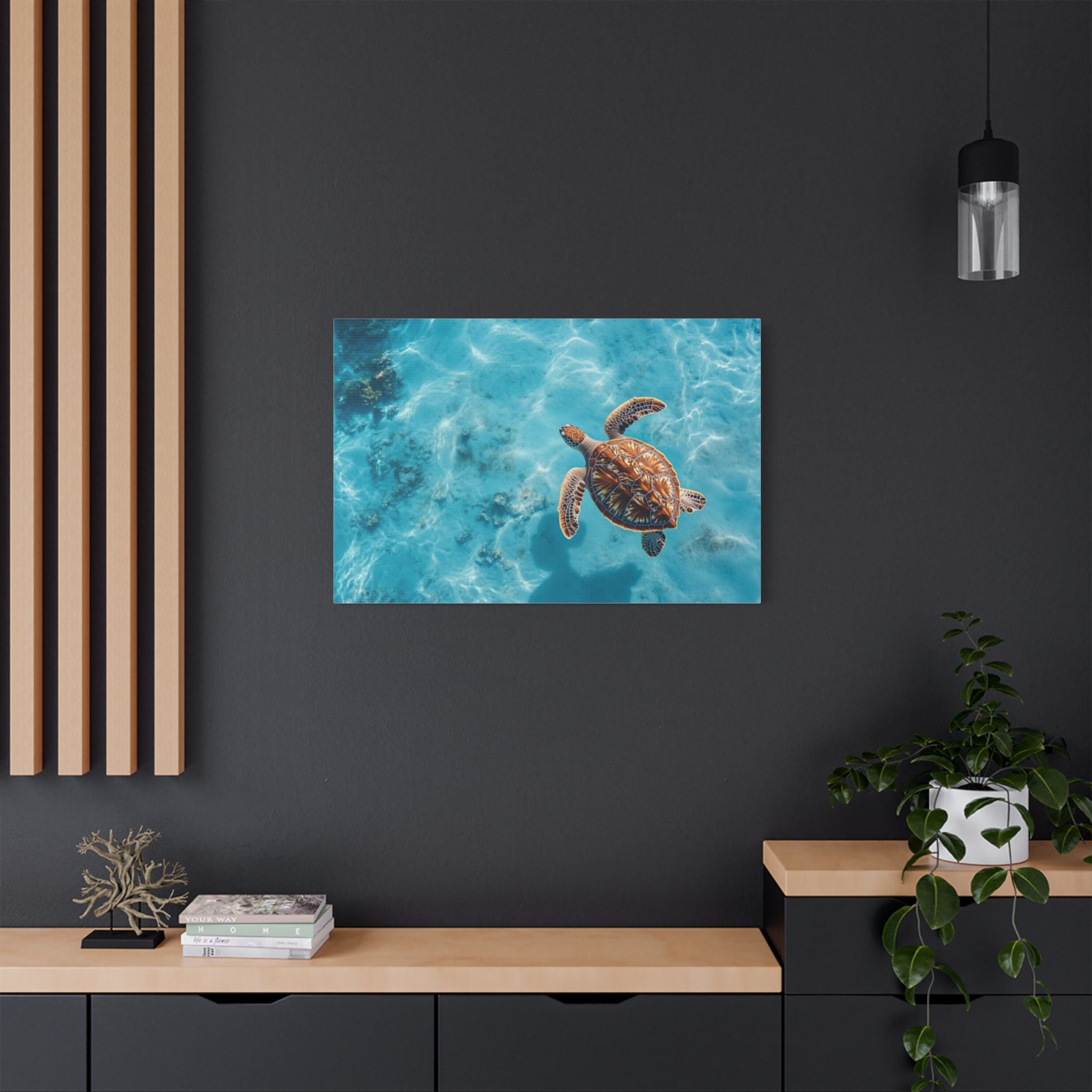 Sea Turtle Ocean Canvas Wall Art Stretched Canvas Wooden Framed for living Room Bedroom and Office