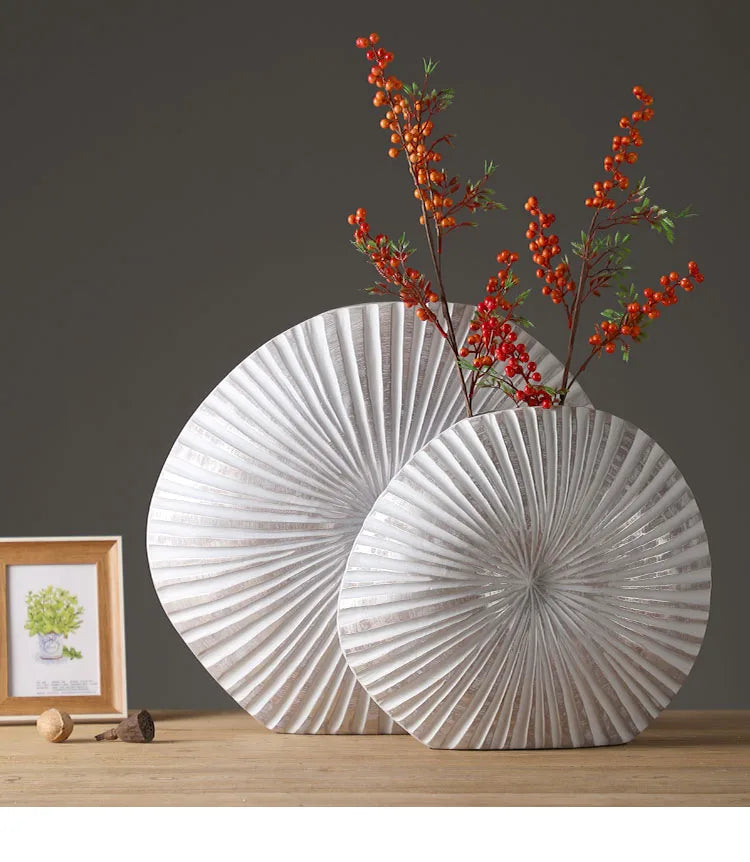 Silver Plated Vase Singular Ellipse Flower Arrangement Artificial Flowers Use Flower Vases Resin Crafts Living Room Decoration