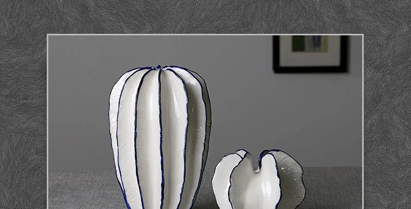 Carambola Decorative Ceramic Vase Crafts Floral Flower Arrangement Simulation Star Fruit Porcelain Vases Living Room Decoration