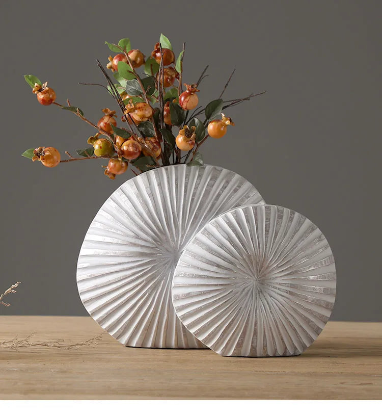 Silver Plated Vase Singular Ellipse Flower Arrangement Artificial Flowers Use Flower Vases Resin Crafts Living Room Decoration