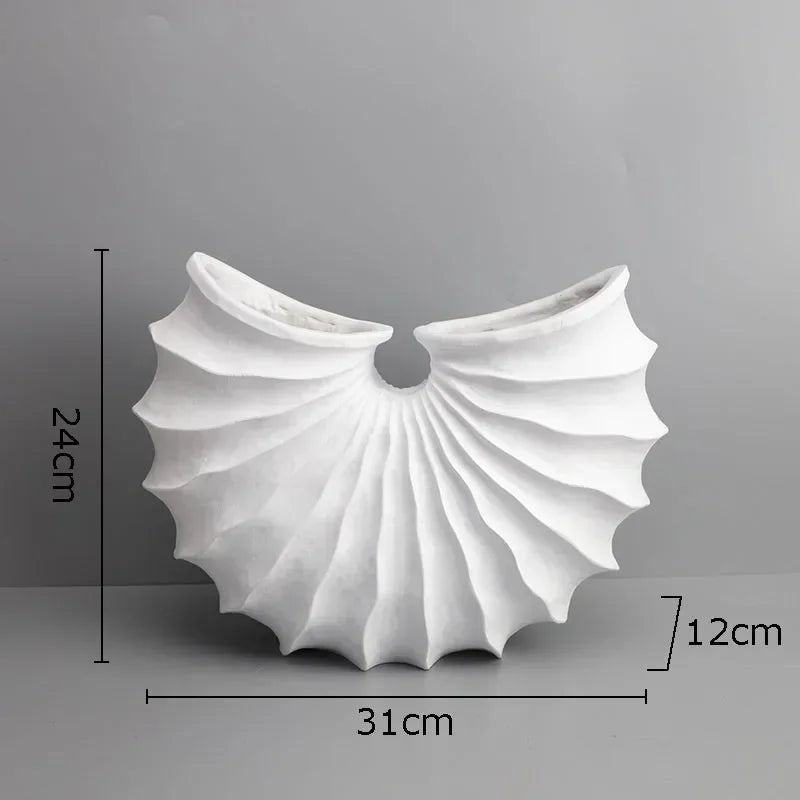 European Scalloped Conch Floral Vase Resin Flower Pots Flower Arrangement Decorative Modern Decor Desk Decoration Crafts Vases