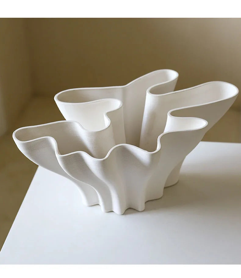 Floral Shaped Ceramic Vase Hydroponics Flower Pots Desk Decoration Flower Arrangement Modern Crafts Vases Room Aesthetic Decor