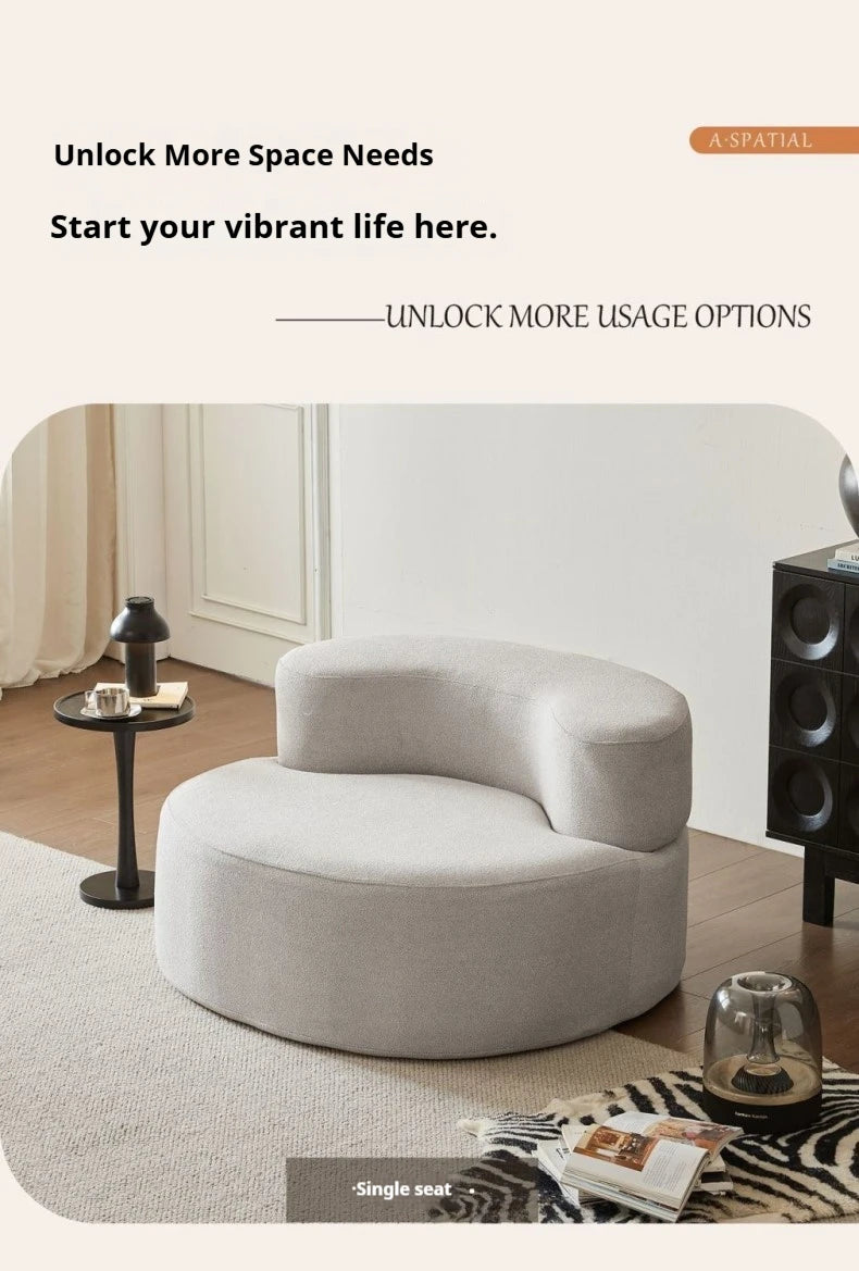 Fabric Sofa, Cashew Shape Compression Couch with High-Resilience Foam, Velvet Upholstery, Non-Deformation, Roll-Pack Design