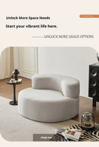 Fabric Sofa, Cashew Shape Compression Couch with High-Resilience Foam, Velvet Upholstery, Non-Deformation, Roll-Pack Design