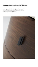 Italian Minimalist Nightstand, Walnut Round Bedside Table with Stone Top, Multi-Layer Wood &Eco-Friendly, Easy Clean, New Design