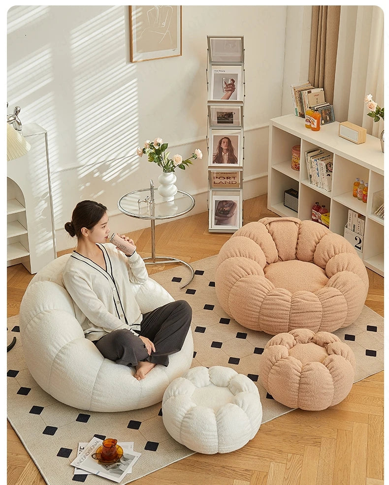 Lazy Sofa Sofa Chair balcony Leisure sleep Sofa living room sofas Modern easy chair small Sofa with Stool Bedroom Furniture