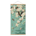 Chinese Art Landscape Ink On Canvas Anime Poster Vintage Plum Blossom Bird Hanging Canvas Painting With Wooden Frame