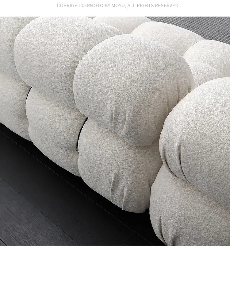 Cream Modular Sofa Set, Cat-Proof Teddy Fabric 3-Seater with Latex-Foam Fill, Imported Pine Frame, Nordic Retro Style