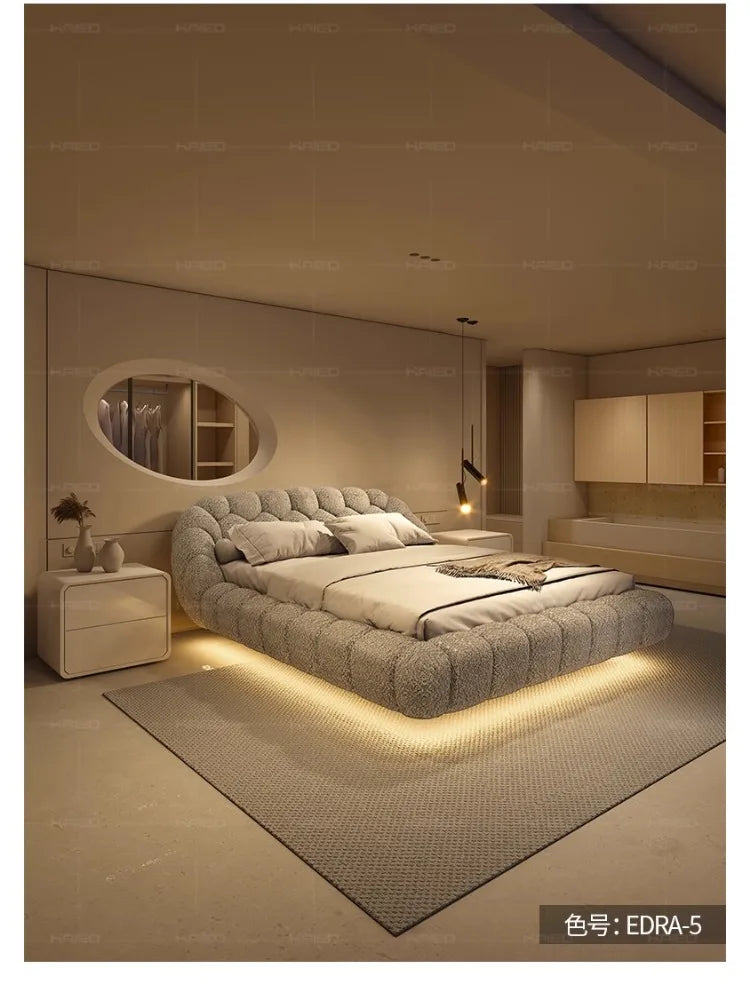Lambswool Floating Bed Aesthetics Princess Wedding High End Quality Bed Modern Apartment Confortable Muebles Bedroom Furniture