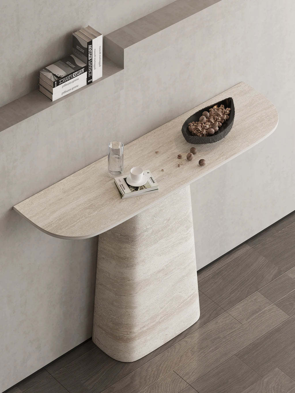 Any Size Custom Travertine Pattern Entryway Console Table Coffee Table Luxury Minimalist Living Room Side Accent Table Furniture