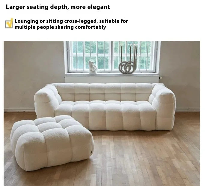 Straight row Split design soft bread module sofa berber fleece comfortable living room sofa apartment home furniture accessories