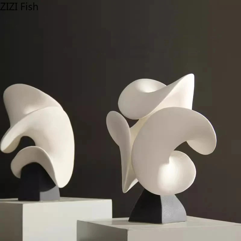 Abstract Flower Art Sculpture Ceramics Crafts Ornaments Desk Decoration White Flower Abstract Sculpture Room Aesthetic Decor