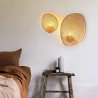 H5-Wabi Sabi Wall Lamp Japanese Room Decor Rattan Lamp Hand-woven Living Room Bedroom Beside Retro Study Corridor Aisle Light