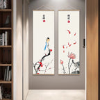Chinese Style Green Plants Canvas Scroll Painting Poster Canvas Prints Living Room Home Decoration Wall Art Painting Gift