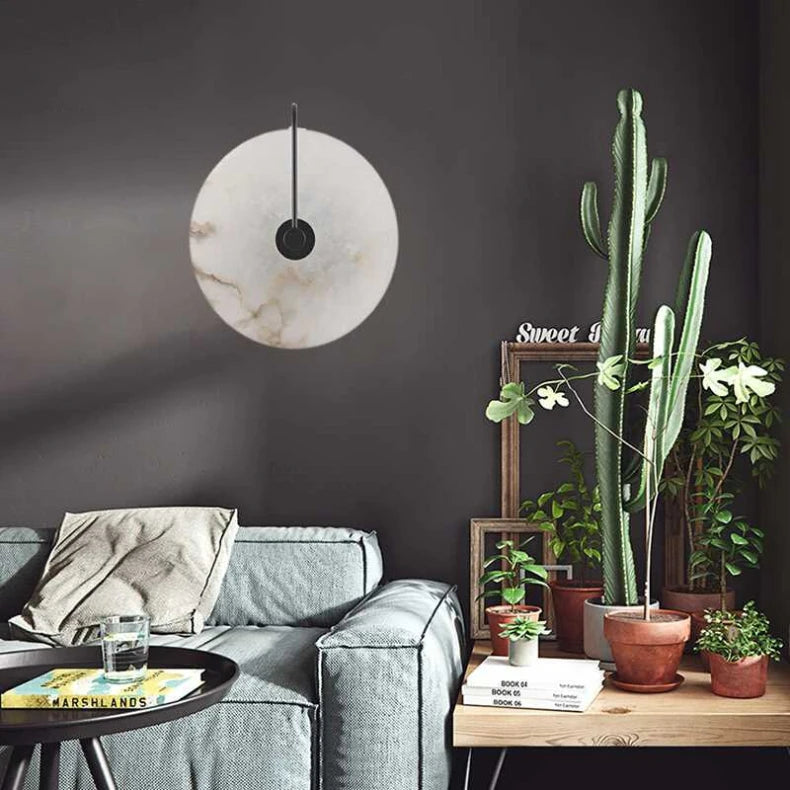 Nordic Modern Designer Minimalist Marble Circular Wall Lamp Corridor Study Bedroom Bedside Led Lights Tv Background  Decor