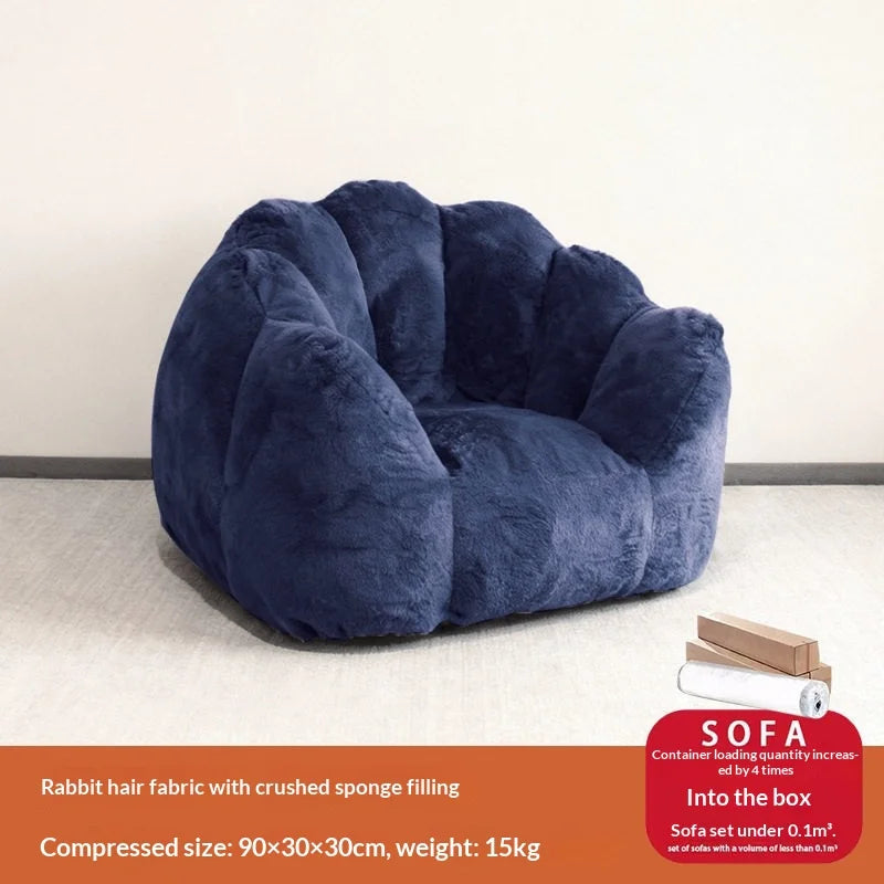 Any Size Custom Rabbit Fur Lazy Sofa Crushed Sponge Filling Soft Wrapped Feeling Vacuum Compressed Shipping Cozy Living Room Cas
