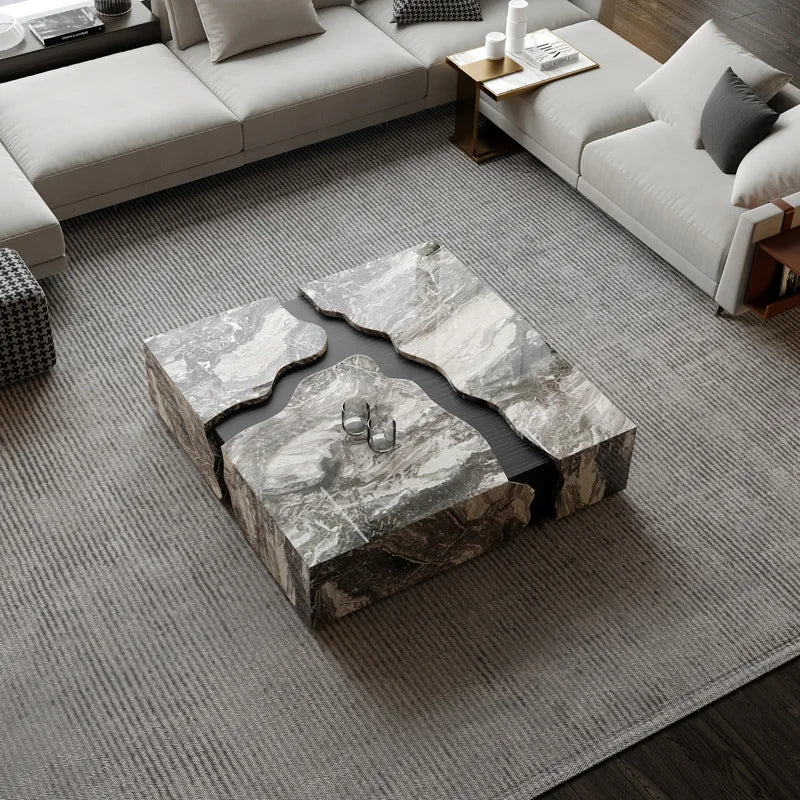Any Size Custom Square Marble Coffee Table Italian Minimalist Viral Design Spacious Living Room Heat Scratch Resistant Customiza