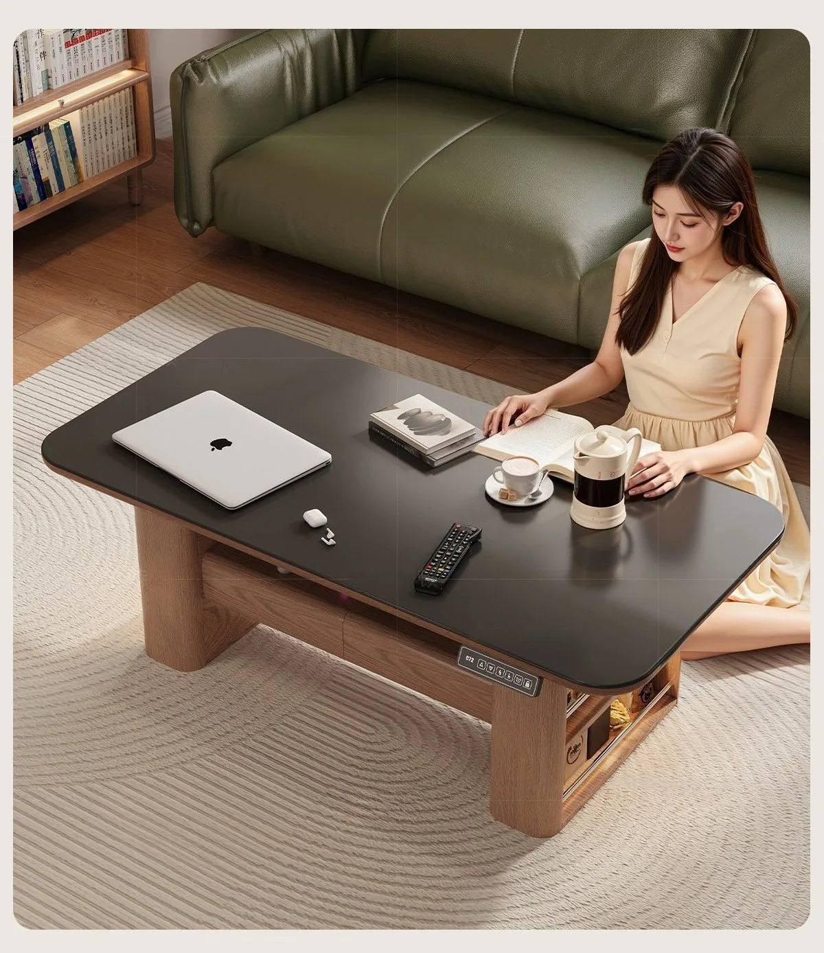 Any Size Custom Nordic Style Electric Lift Coffee Table Sturdy Durable Living Room Home Luxury Multi Functional Tea Table Furnit